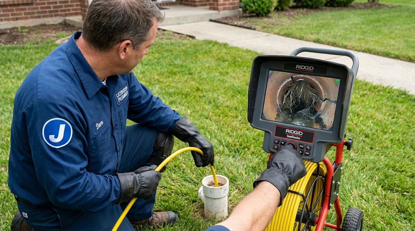 Sewer camera inspection being performed by Johns Plumbing LLC in Eastman