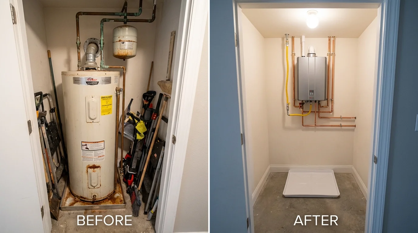 Tank water heater versus wall-mounted tankless unit comparison for Eastman, GA homeowners