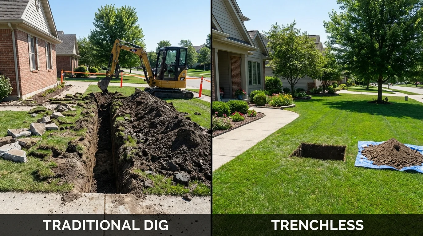 Trenchless sewer repair with minimal yard damage versus traditional excavation in Eastman, GA